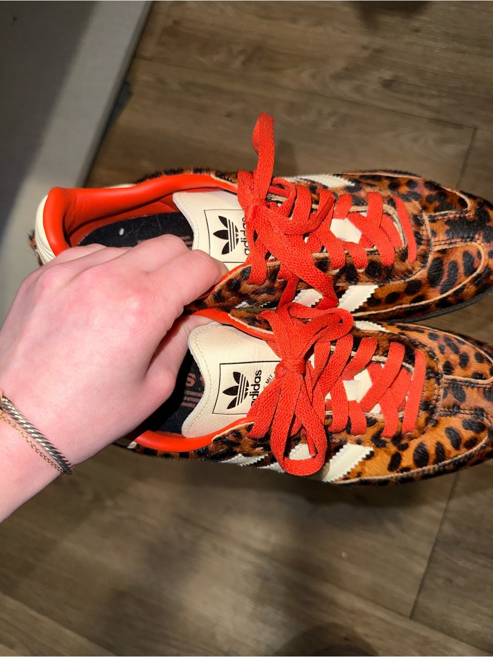 adidas Leopard-Print Samba Sneakers in Orange and Cream - Picture 2 of 4